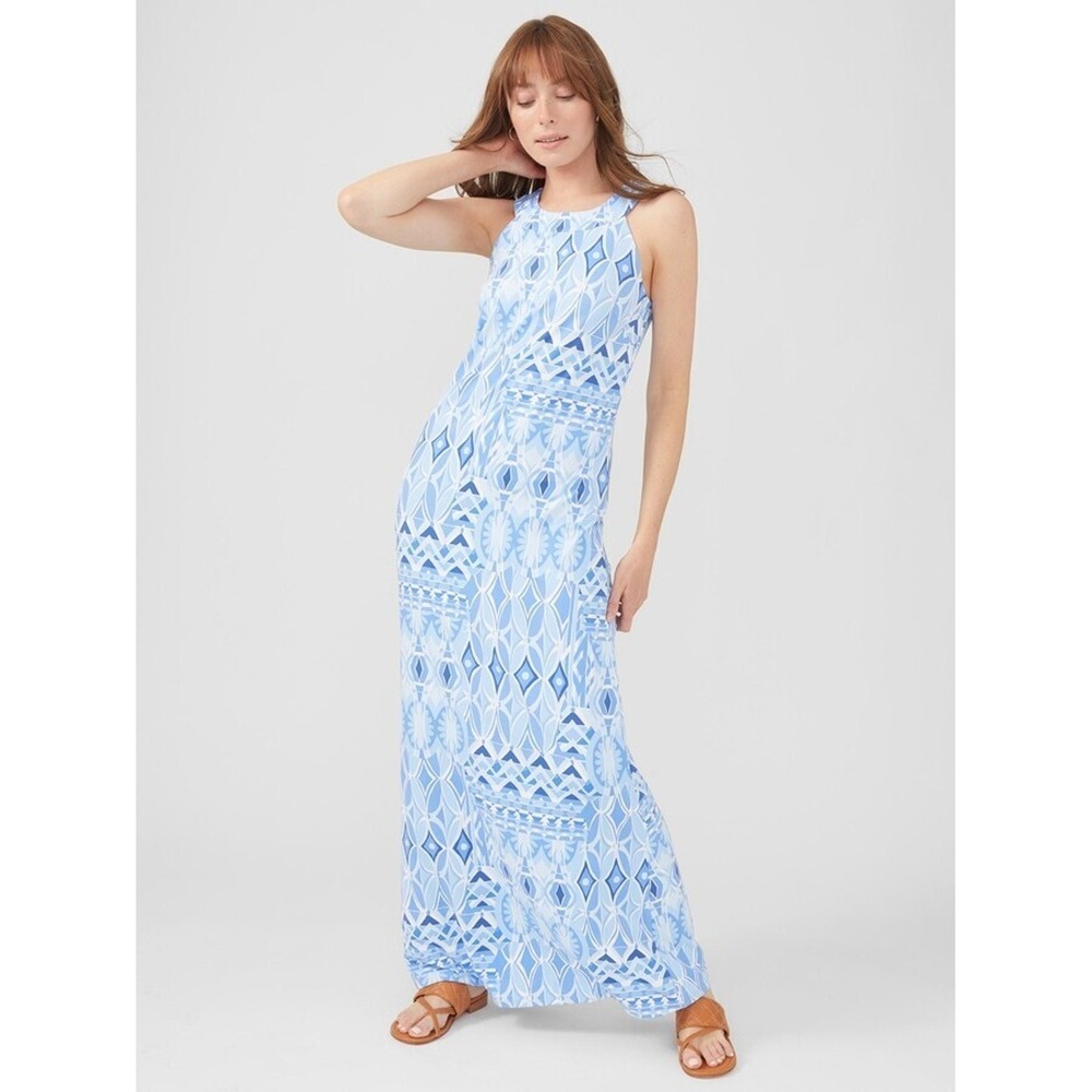 J McLaughlin Womens Edie Maxi Dress‎ Medium Catalina Cloth Halter Resort Travel